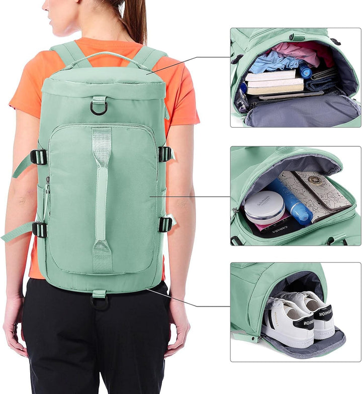 Unisex Sporttasche mit Rucksackfunktion Reisetasche mit Schuhfach Gross Reiserucksack Wasserdicht Le