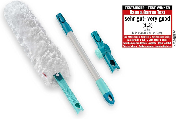 Leifheit SUPERDUSTER XL Pro Reach Set, Staubwedel lang ausziehbar durch 43 cm Langen Stiel, waschbar