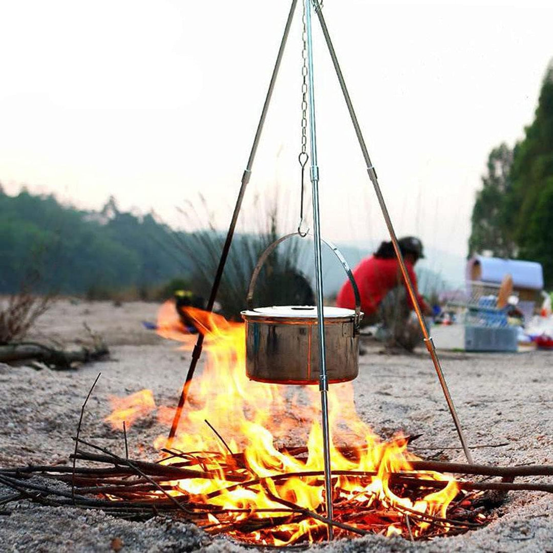 Rayeeley Tragbares Mini-Campingstativ, Lagerfeuer, Kochen, Dutch Oven Stativ, Verstellbares Stativ,