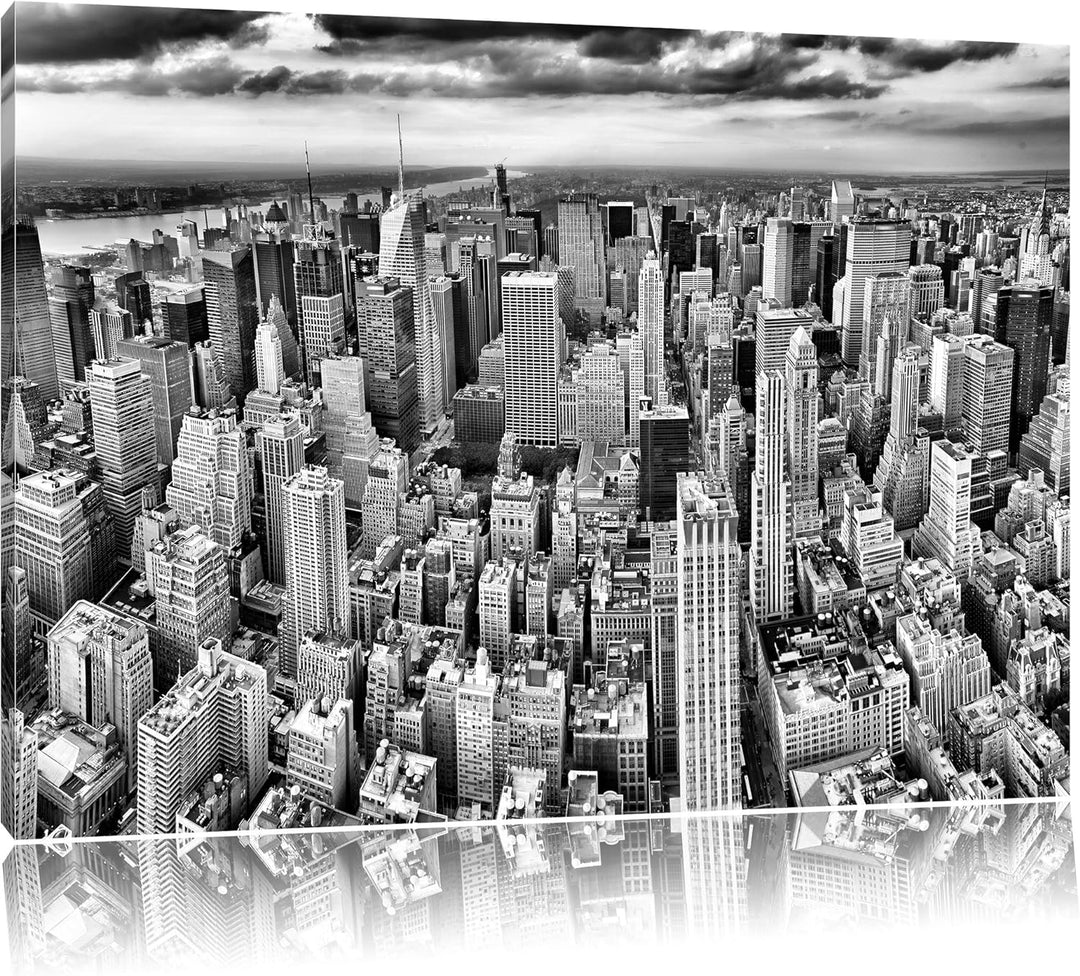 Pixxprint New York Skyline and als Leinwandbild/Grösse: 100x70 cm/Wandbild/Kunstdruck/fertig bespann