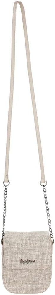 Pepe Jeans Maddie Mobile Umhängetasche Beige 13,5x17,5x4 cm Polyester mit Details aus Kunstleder Bei