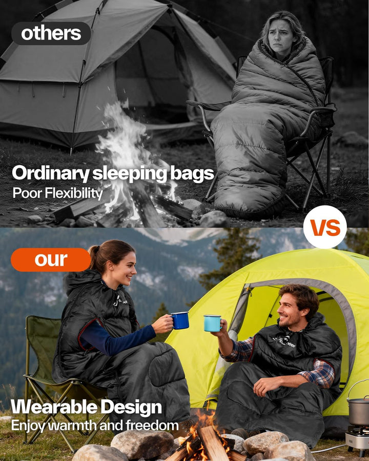 Sportneer Schlafsack Outdoor - Deckenschlafsack 3-4 Jahreszeiten Erwachsene Warm Schlafsack für Camp