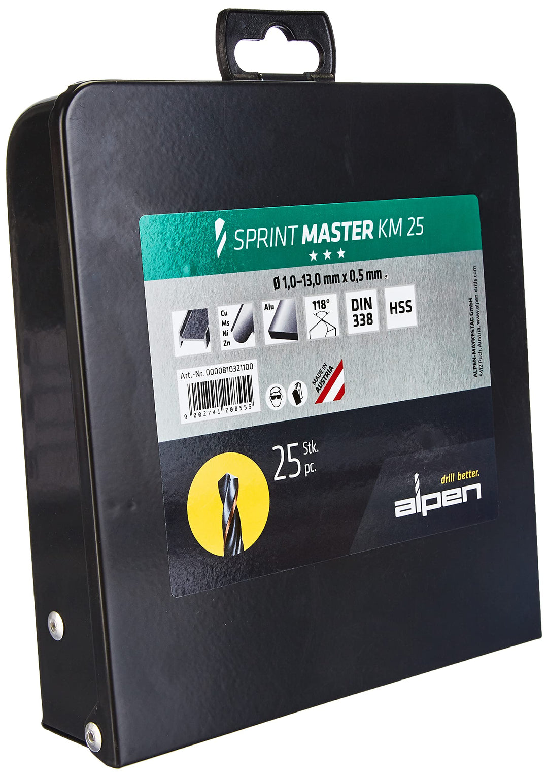 Alpen 810321100 Spiralbohrer Set"Sprint Master" KM 1-13x0, 5mm 25 Stück, 0 W, 0 V