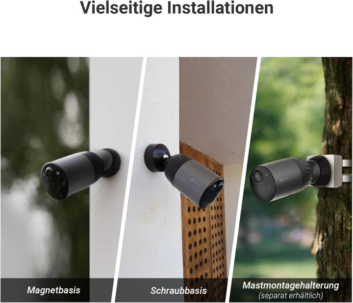 EZVIZ 4K Überwachungskamera Aussen Akku, Solar WLAN Kamera Outdoor mit 10400 mAh Akku, KI Personen-/