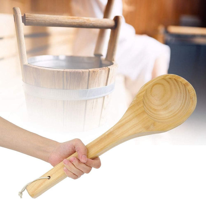 Raguso Sauna Löffel Holz Saunakelle Saunazubehör Sauna Wasserschöpflöffel Schöpflöffel mit bequemem