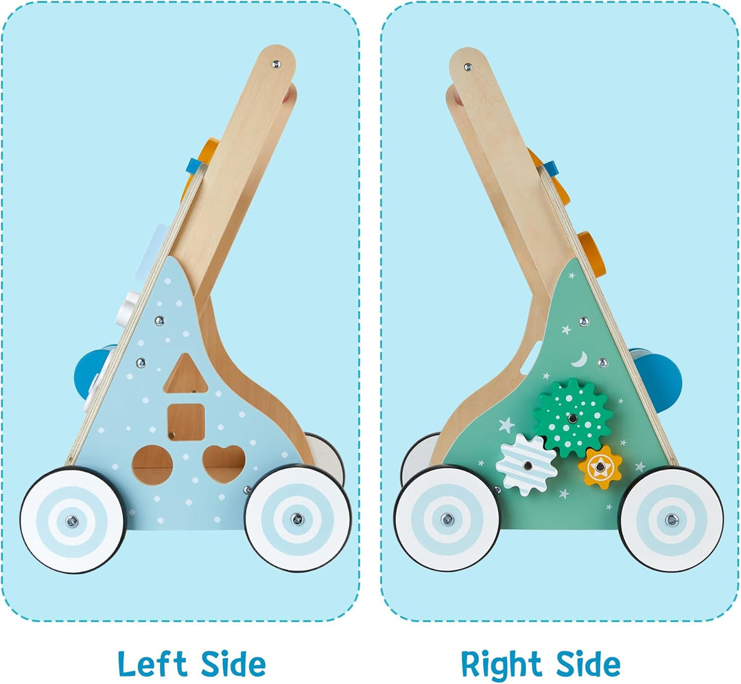 Lauflernwagen holz 10 in 1 Verwendung als Laufwagen Baby Lauflernhilfe Holz mit gummierten Holzräder