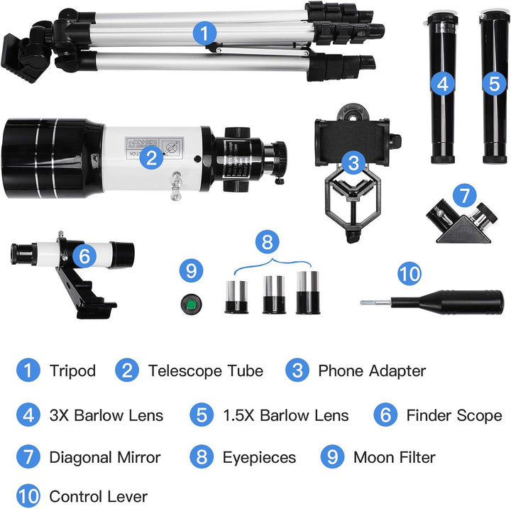 Astronomisches Teleskop 150X HD Vergrösserung Teleskop mit 300/70mm Stativ, Geeignet für Rucksack un