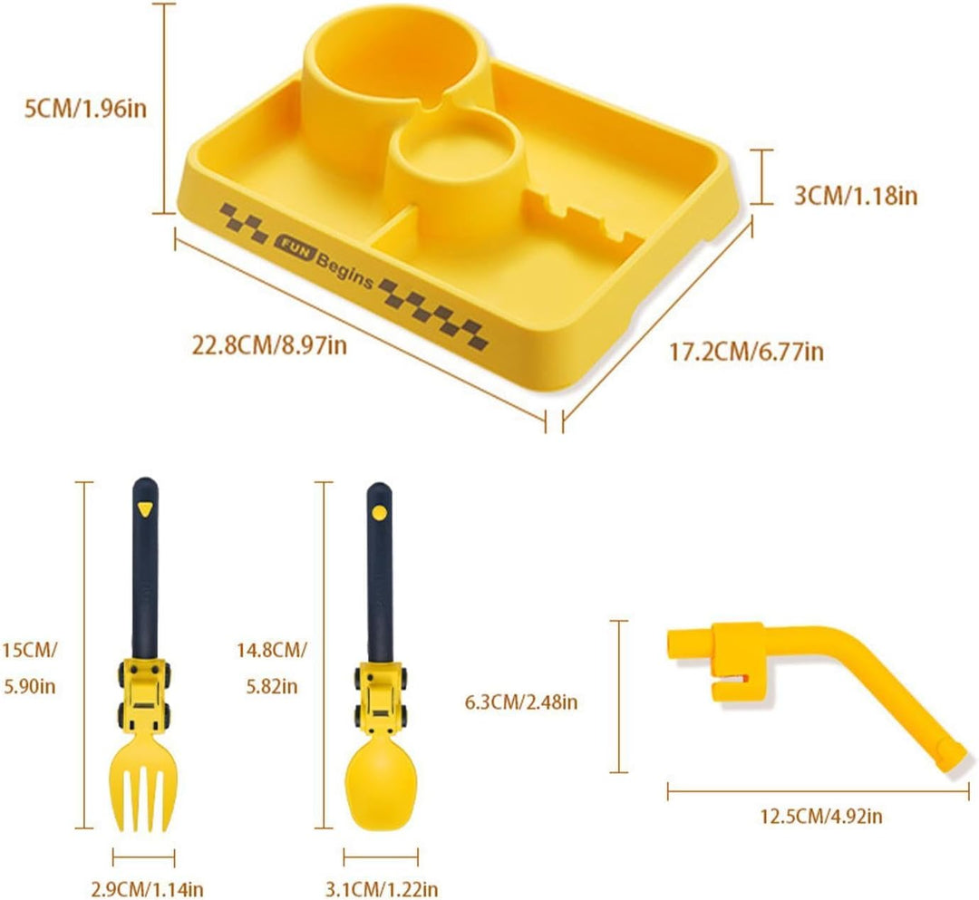Silicone Dining Plate, Portable Feeding Kit, Utensil with Divided Sections, Comfortable Tableware Pl