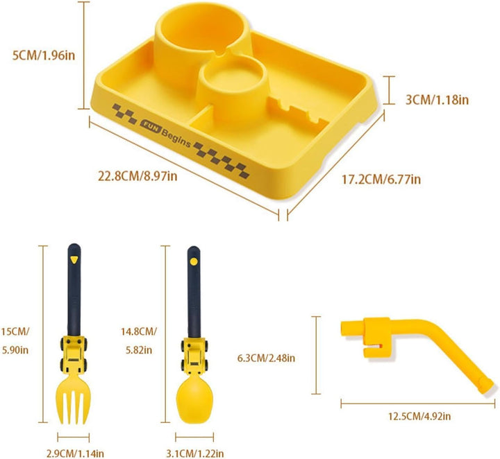 Silicone Dining Plate, Portable Feeding Kit, Utensil with Divided Sections, Comfortable Tableware Pl