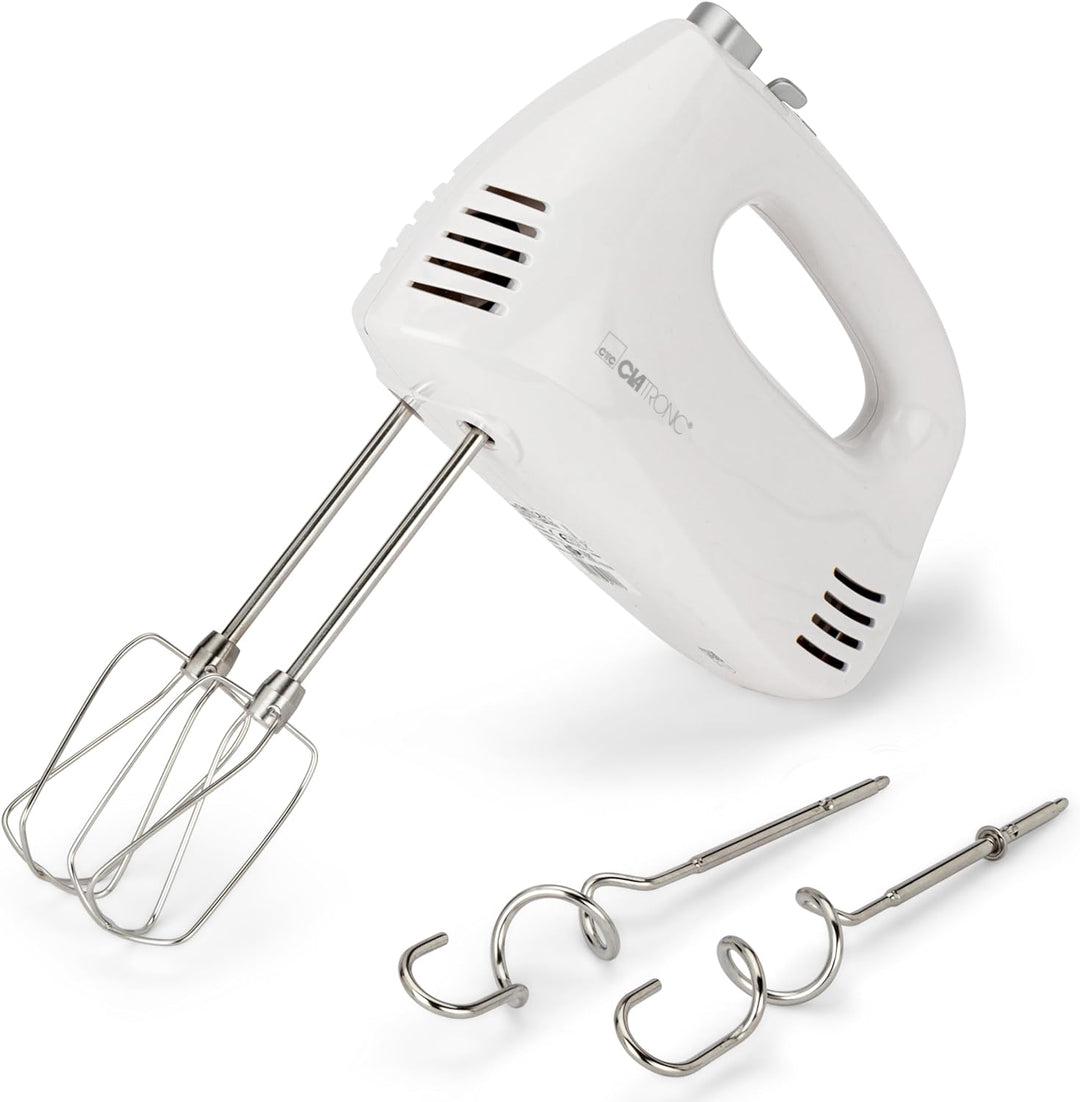 Clatronic Handmixer HM 3524, Set mit Mixstab, Edelstahlquirle & extra lange Knethaken, 5 Geschwindig