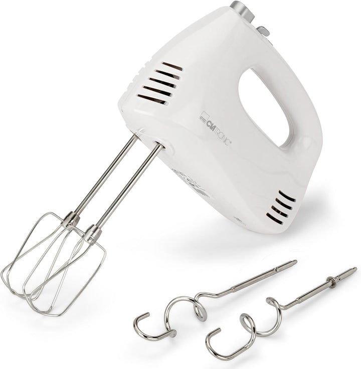 Clatronic Handmixer HM 3524, Set mit Mixstab, Edelstahlquirle & extra lange Knethaken, 5 Geschwindig