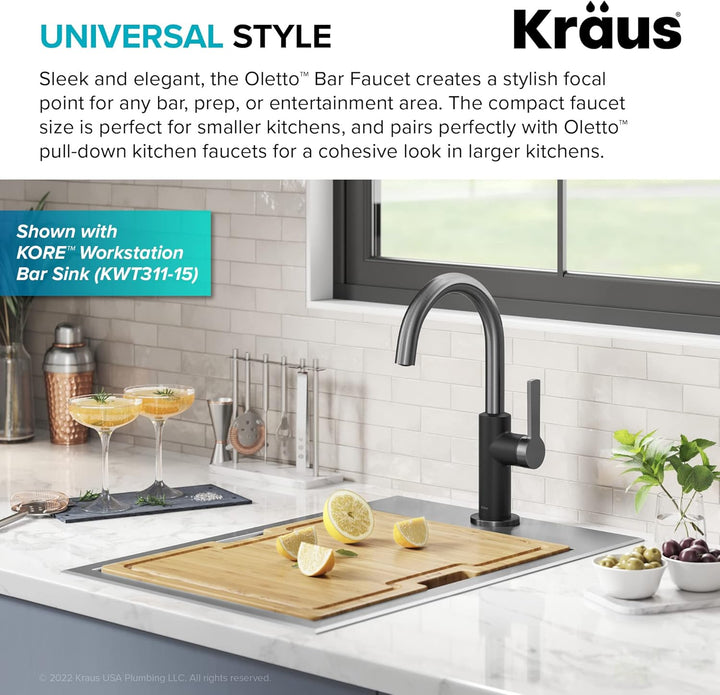 KRAUS Oletto KPF-2822MBSFSB Küchenarmatur mit einem Griff in mattem Schwarz/Spot-Free Black Stainles