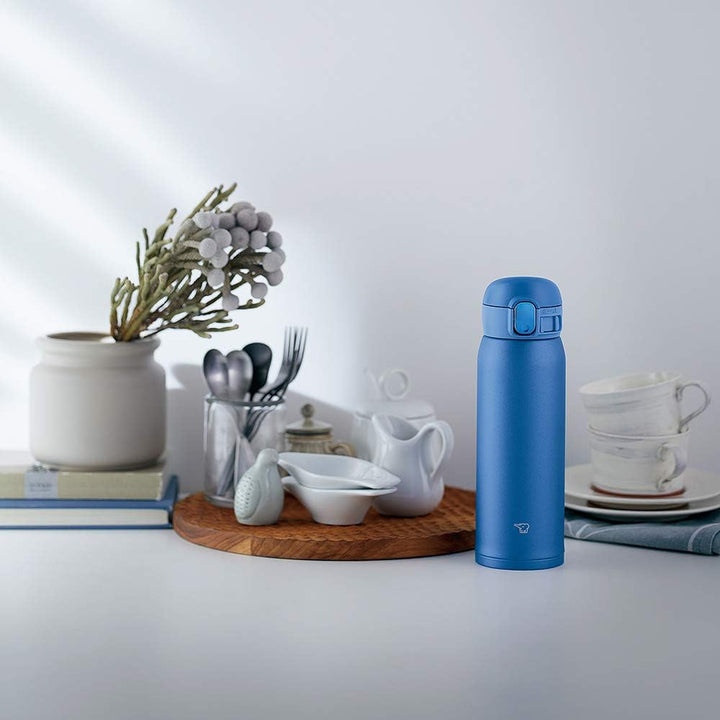 Zojirushi SM-WA48-AA Trinkflasche One-Touch-Edelstahlbecher Seamless 0,48L Blau