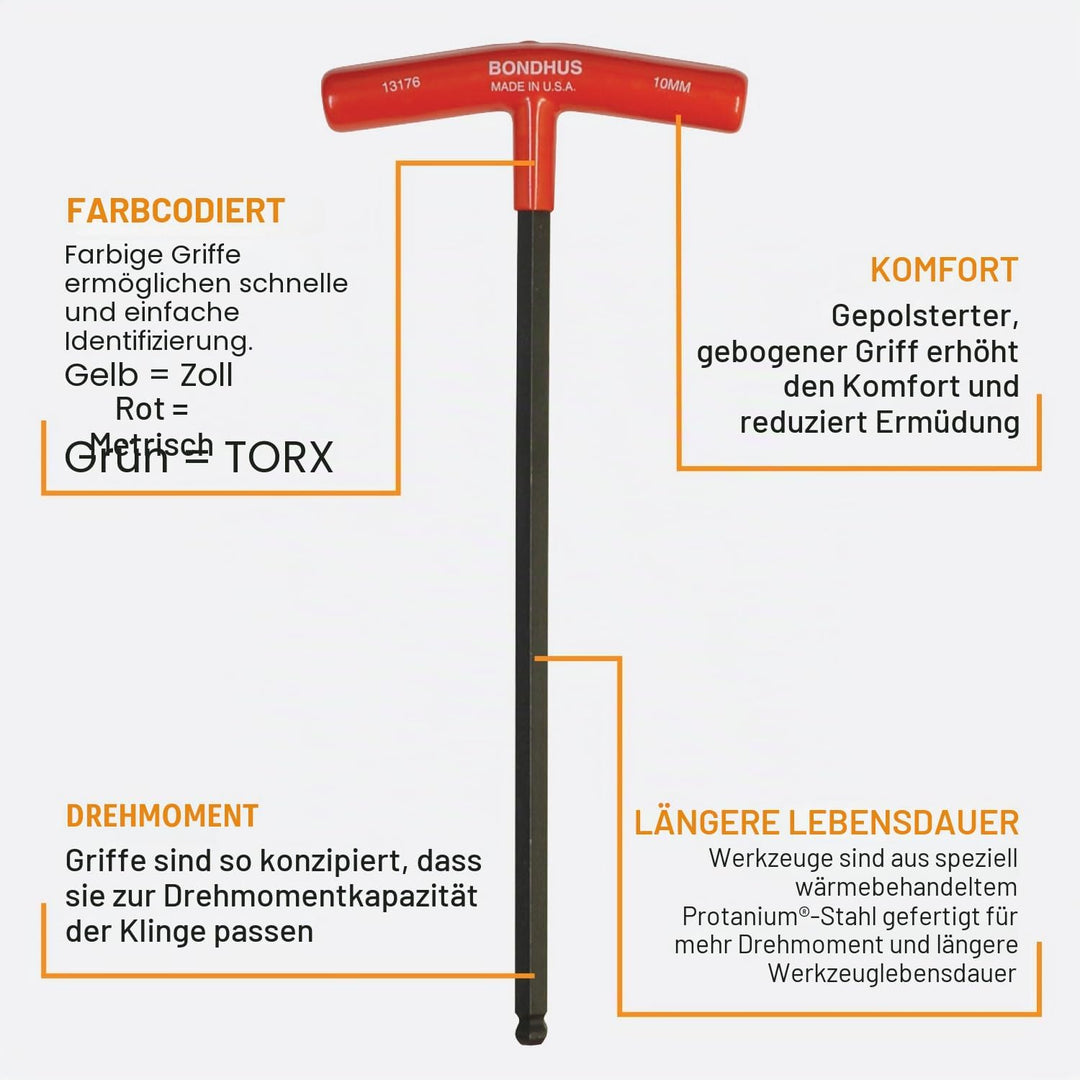 Bondhus 13189 Spiel-Schlüssel T-System metrisch Einzelbett, Einzelbett
