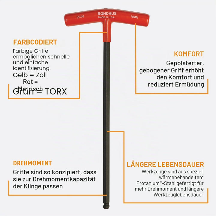Bondhus 13189 Spiel-Schlüssel T-System metrisch Einzelbett, Einzelbett