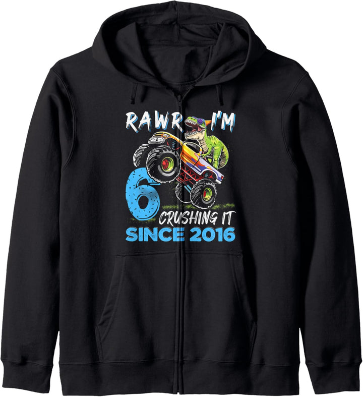 Rawr I'm 6 Monster Truck Dinosaurier 6. Geburtstag Party Jungen Kapuzenjacke