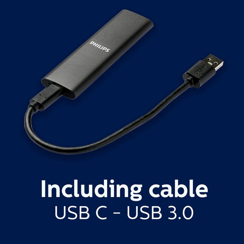 Philips Portable Externe SSD 250 GB - Ultra Slim SATA Ultra Speed USB-C - USB, leesbare snelheid tot