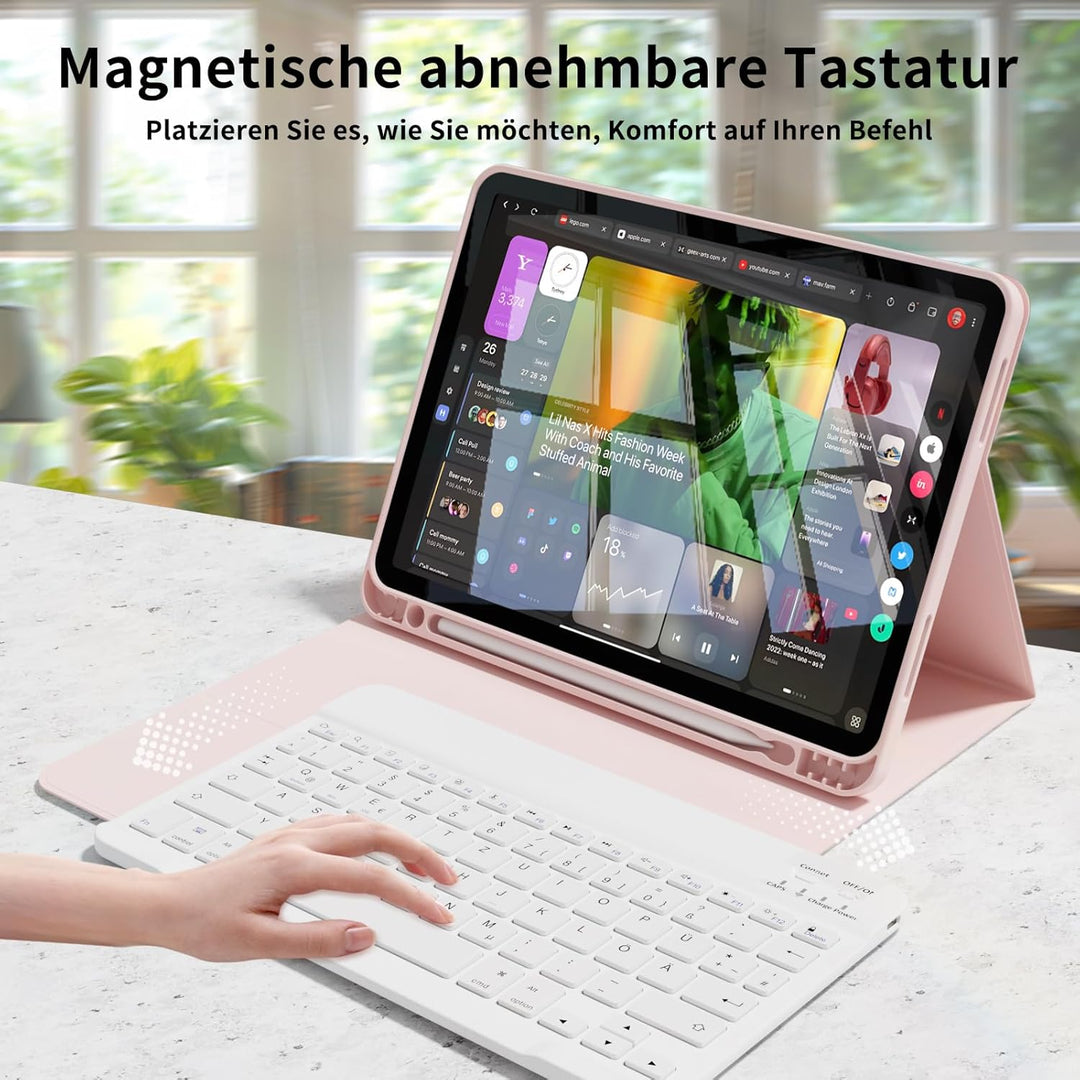 Hülle mit Tastatur für iPad Air 11 Zoll M4/M3/M2 (2026/2025/2024), iPad Air 5 4 2022/2020 10,9 Zoll,