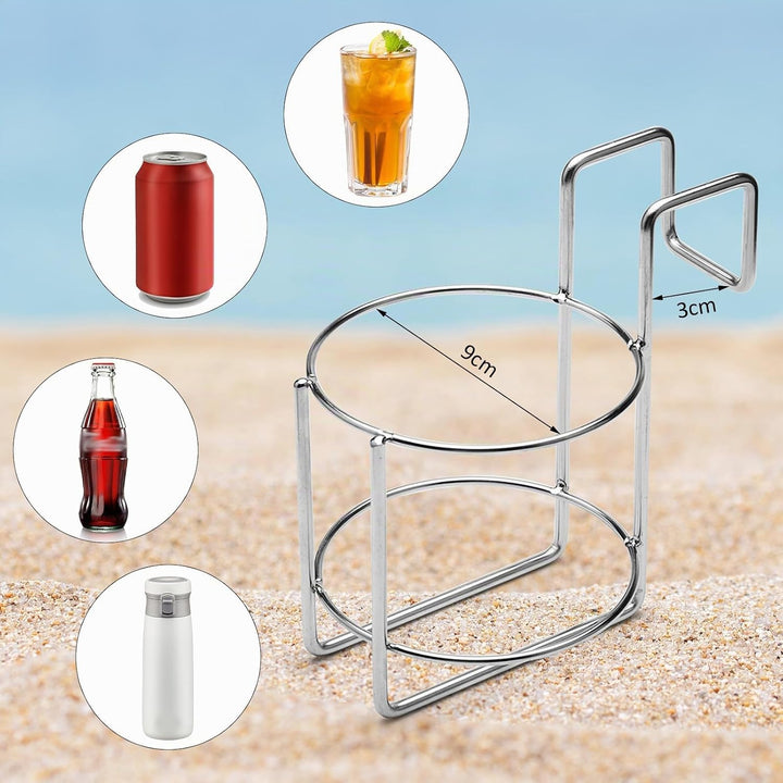 2 Stück Becherhalter Strandkorb Getränkehalter Edelstahl Flaschenhalter Strandkorb Zubehör für Gläse