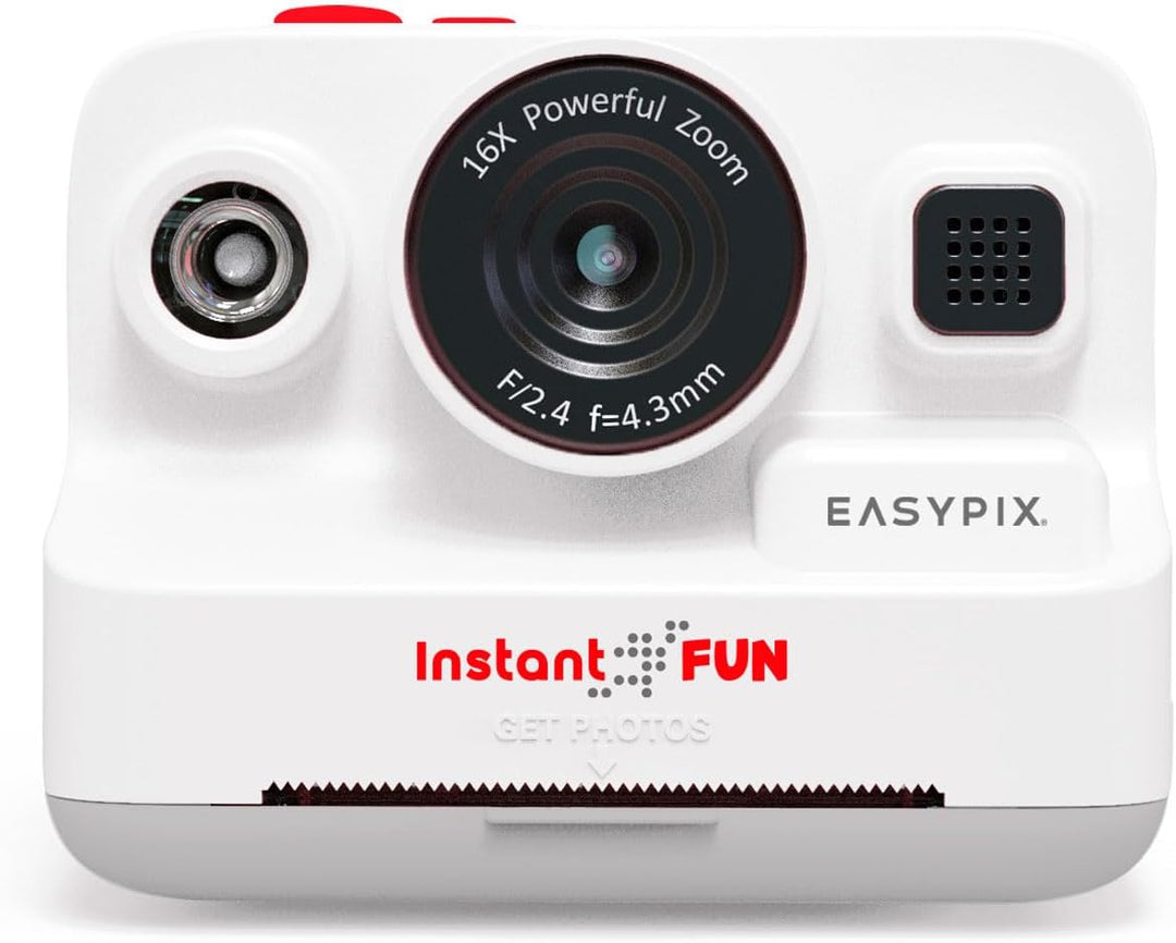 Easypix InstantFUN Sofortbildkamera, kreativer Fotospass für Erwachsene und Kinder, Schwarz-Weiss-Th