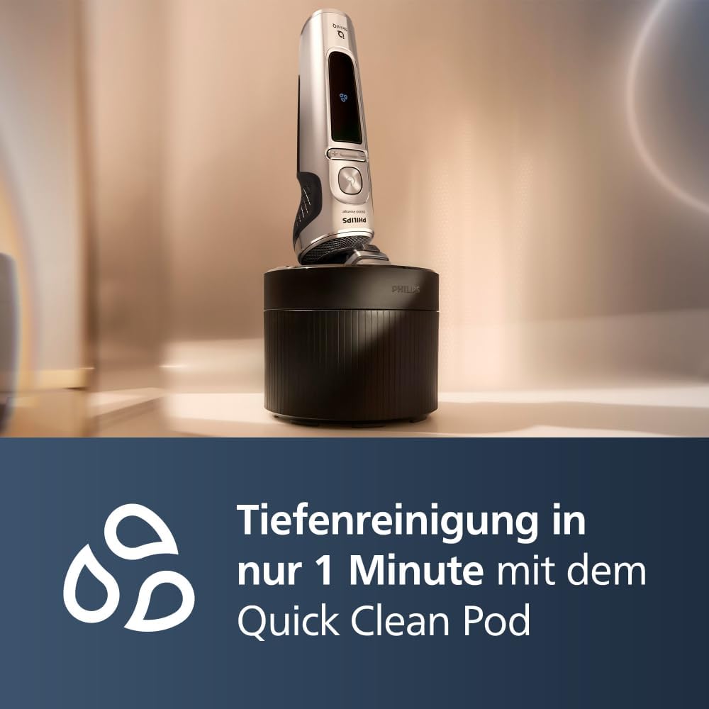 Philips Rasierer S9000 Prestige - Elektrischer Nass- und Trockenrasierer, glänzendes Chrom, Lift & C
