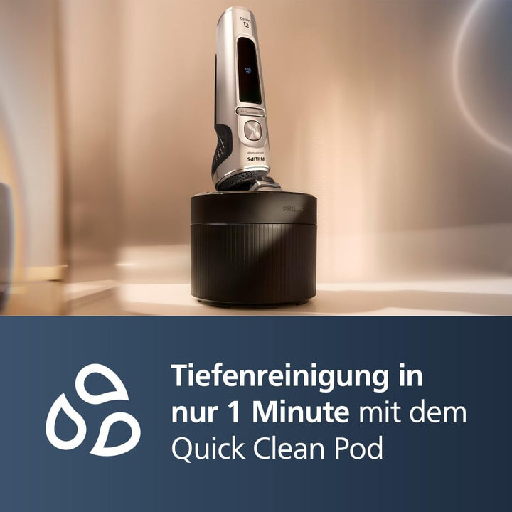 Philips Rasierer S9000 Prestige - Elektrischer Nass- und Trockenrasierer, glänzendes Chrom, Lift & C