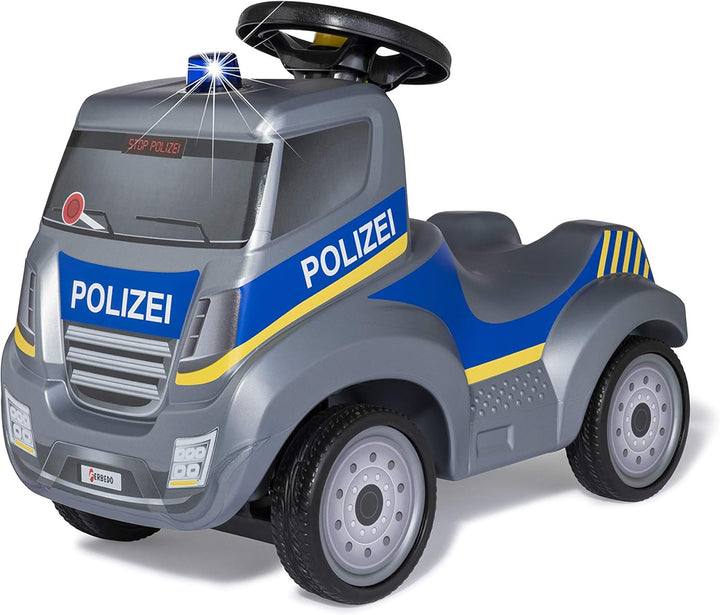 Polizei Rutscher (Babyrutscher mit Blaulicht + Sirene, Lenkrad mit Hupe, Polizei-Fahrzeug mit Kniemu