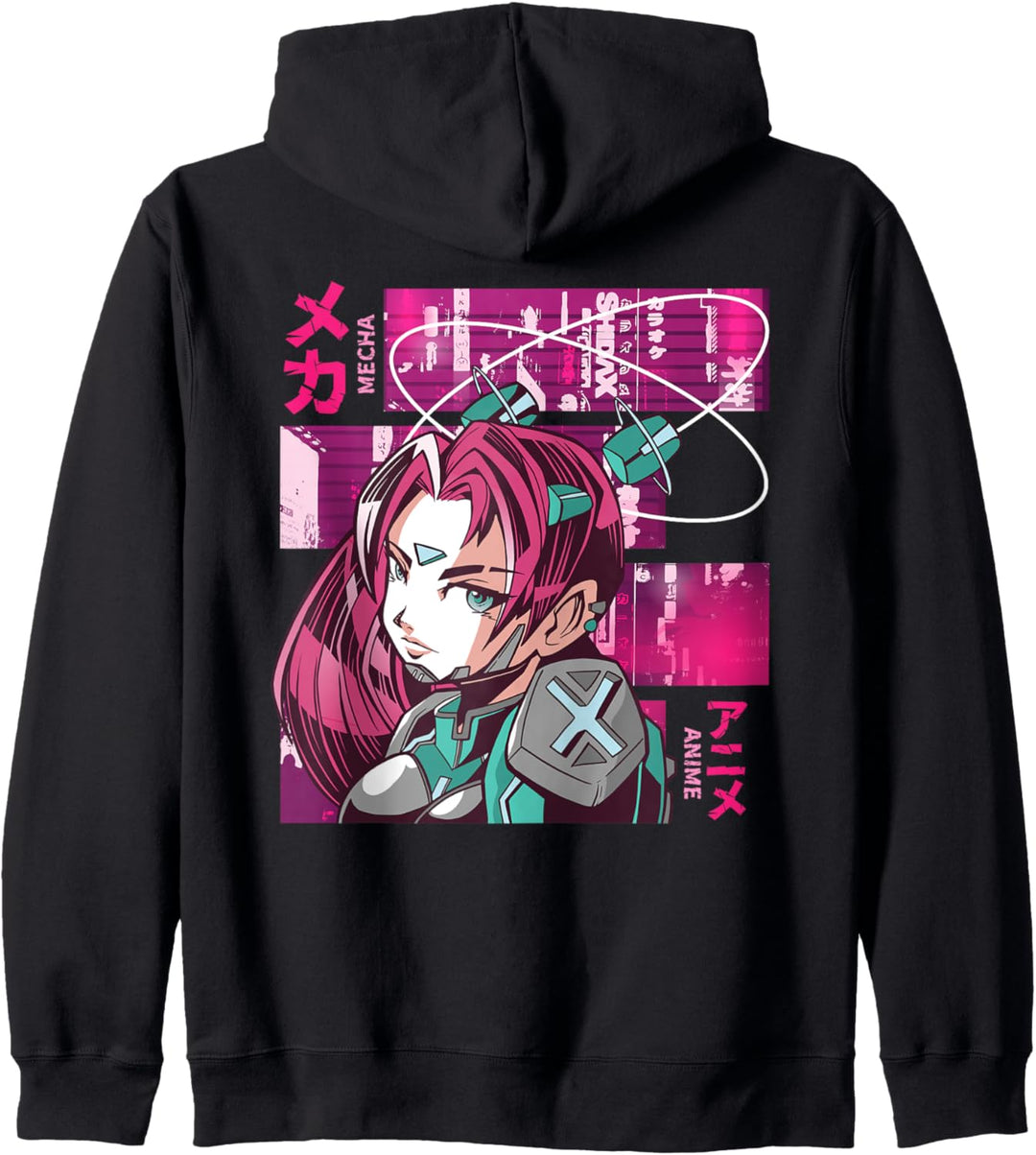 Mecha Anime Girl Japanisch Vaporwave City Ästhetik Kapuzenjacke