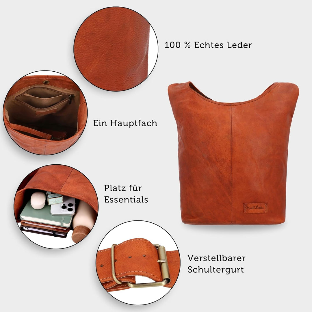 Gusti Umhängetasche Leder - Josephine Damen, Cognac