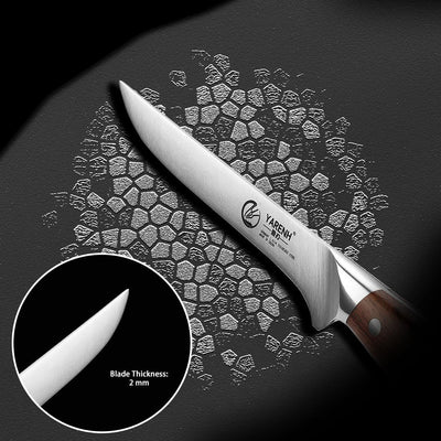 YARENH Scharfes Filetiermesser aus Edelstahl mit 17 cm Langer Klinge und Natürlichem Holzgriff - Ide