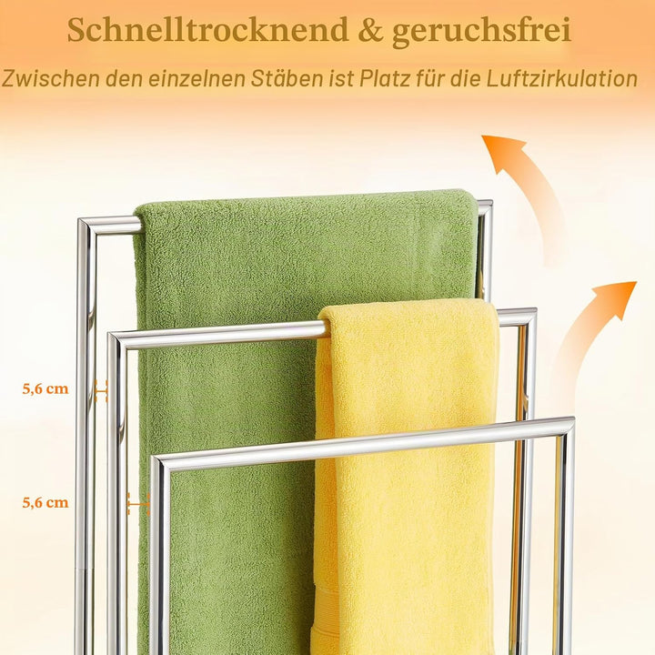 DECLUTTR Freistehende Handtuchhalter fürs Badezimmer, 3-stufiger Handtuchständer aus Edelstahl, Stän