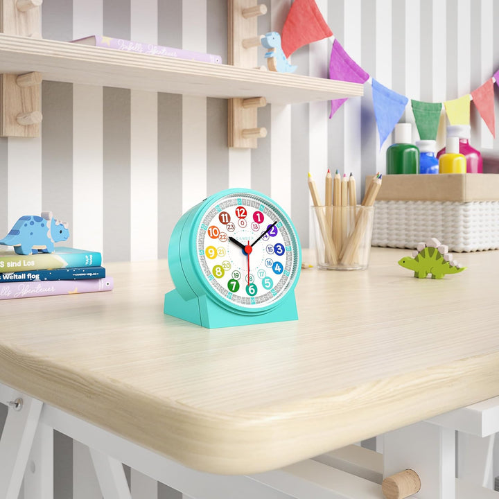Cander Berlin MNU 1009 T Kinderwecker Wecker Kinder lautlos türkis geräuschlos Licht Snooze Tischuhr
