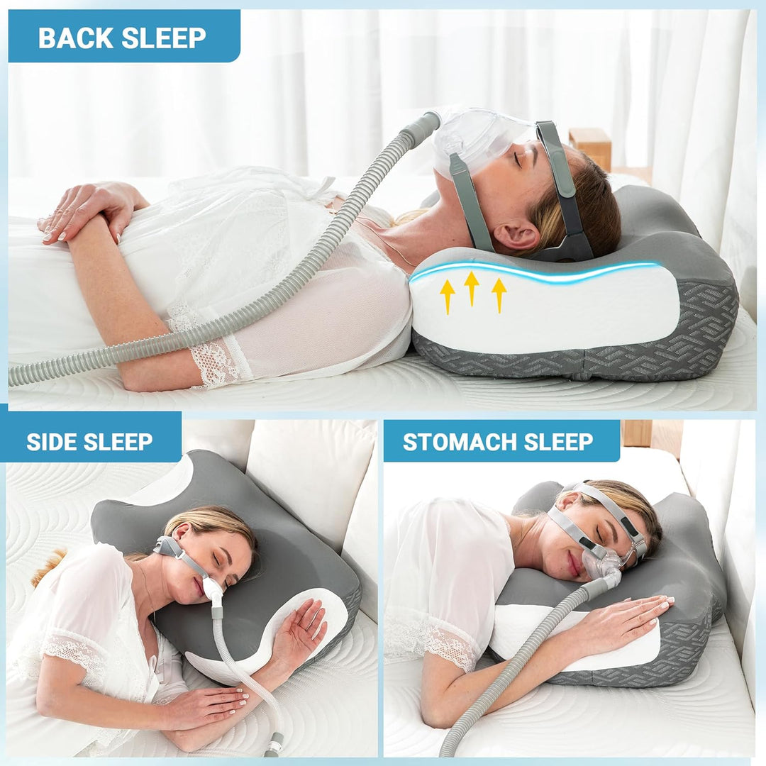 Elviros Memory Foam CPAP-Kissen, Ergonomisches Höhen- und Härteverstellbares Nackenkissen für CPAP-A