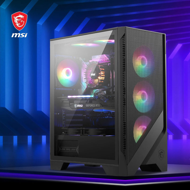 MSI MAG Forge 120A Airflow Mid-Tower PC-Gehäuse - ATX Kapazität, RTX 40 GPU Unterstützung, Auto-RGB