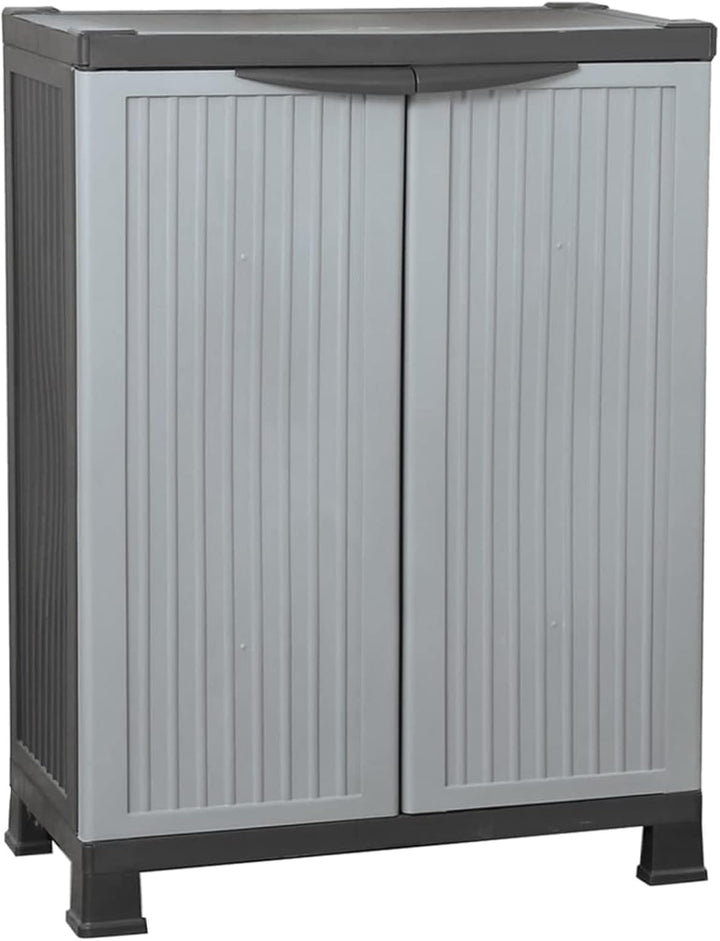 Tidyard Gartenschrank mit 2 Türen und 2 Fachböden Geräteschuppen Kunststoffschrank Spindschrank Schr