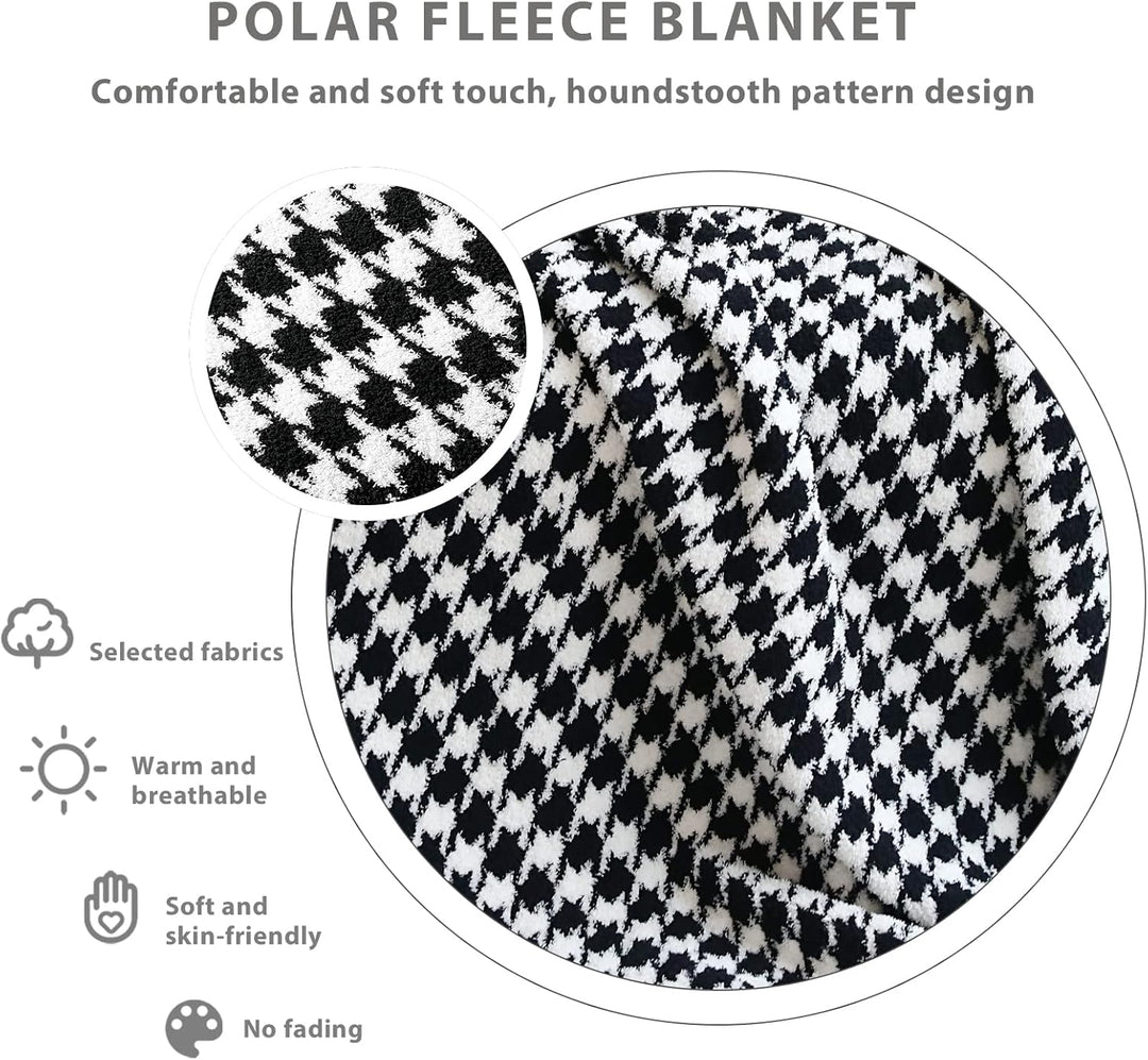 LumiSyne Fleecedecke Klassischer Einfach Stil Hahnentritt Zebra Muster Kuscheldecke Weich Überwurfde