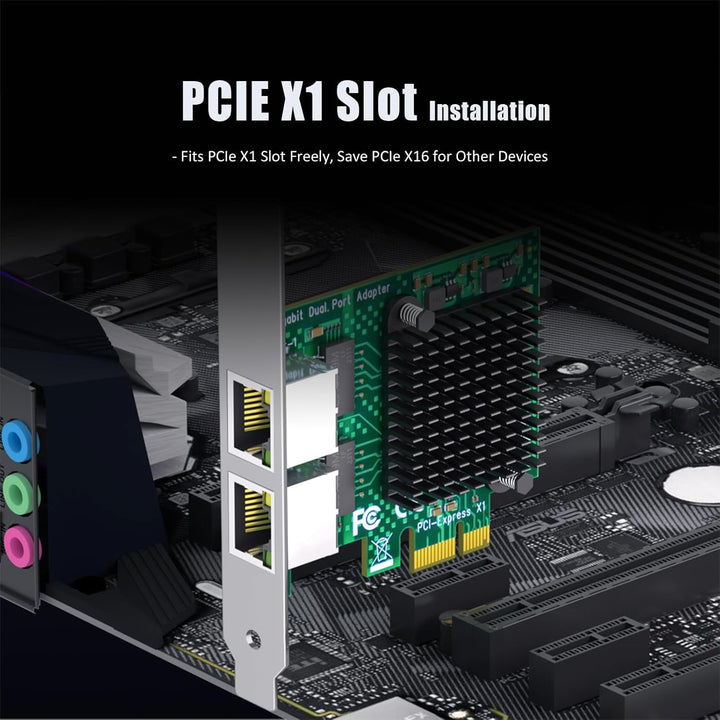 GLOTRENDS LE8202 2-Port Gigabit PCIe Ethernet Netzwerkkarte, 2 x RTL8111H Chip, 2 x RJ45 LAN Port, P