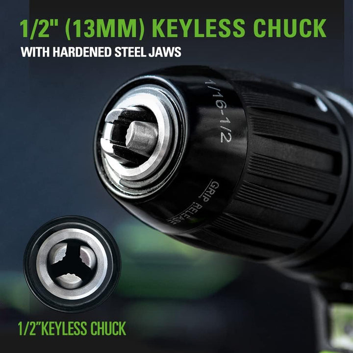 Greenworks 24 V Akku-Bohrschrauber, 35 Nm, Bürstenloser Motor, 18 Stufen Drehmomentstufen, 13 mm-Boh