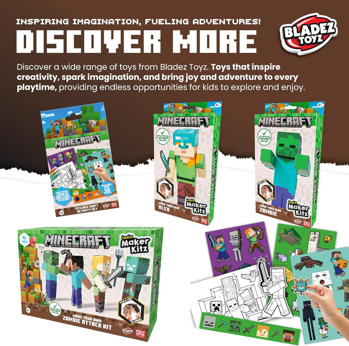 Minecraft BLADEZ Bumper Activity Set, Kunst und Handwerk, lizenziertes Schreibwaren-Set mit Stiften