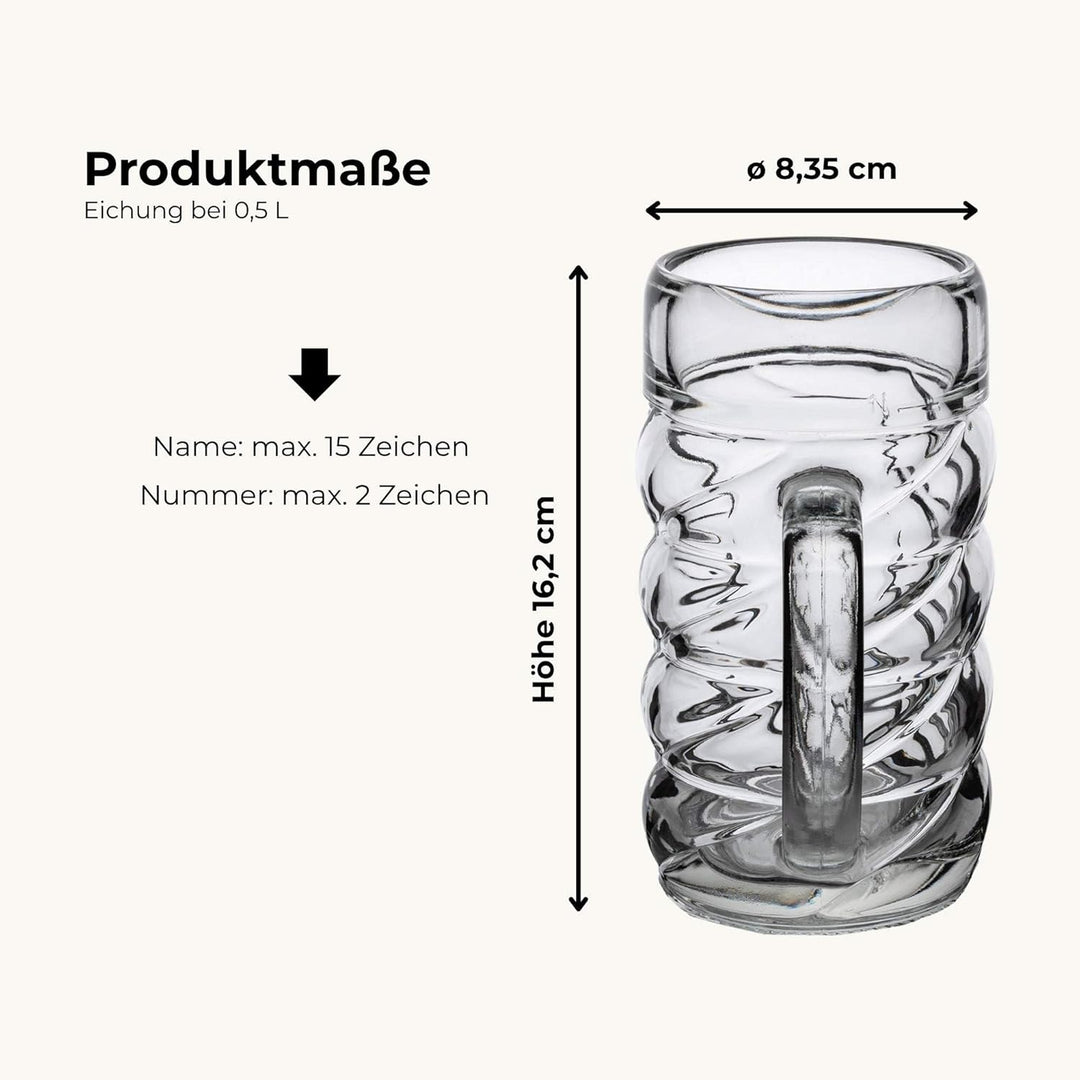 Diamond Bierkrug 0,5 Liter mit Gravur, 1 Stück, Personalisiertes Bierseidel mit Motiv & Namen, Spülm