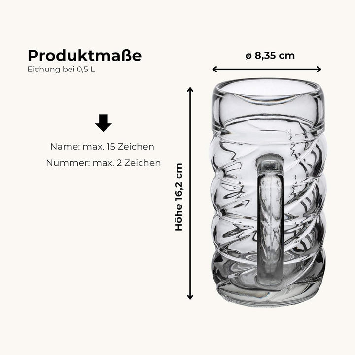 Diamond Bierkrug 0,5 Liter mit Gravur, 1 Stück, Personalisiertes Bierseidel mit Motiv & Namen, Spülm