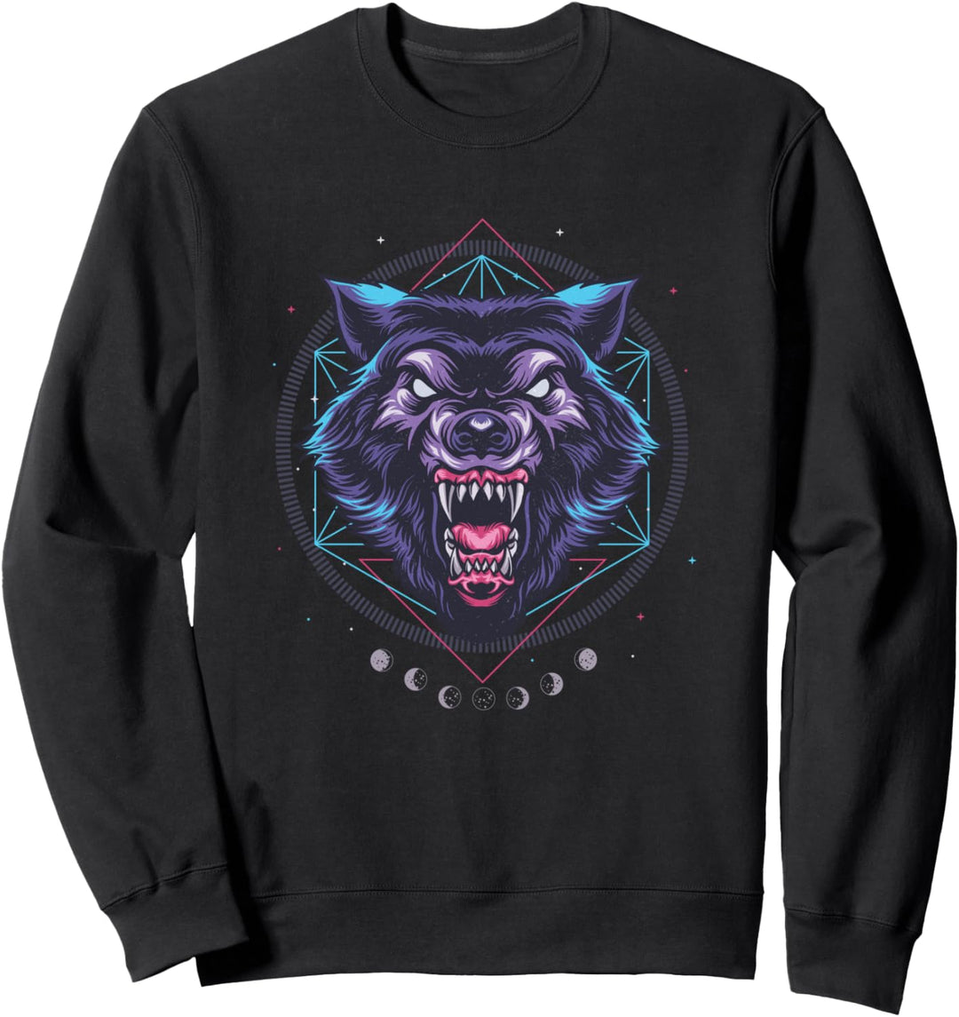 Vaporwave Werwolf Gamer Moon Cycle Synthwave Sweatshirt