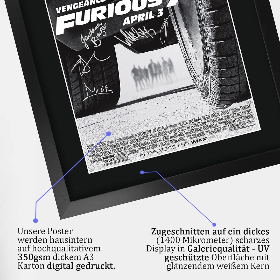 HWC Trading FR A3 Fast &amp; Furious 7 Vin Diesel, Paul Walker, Dwayne Johnson Geschenke, gedrucktes Pos