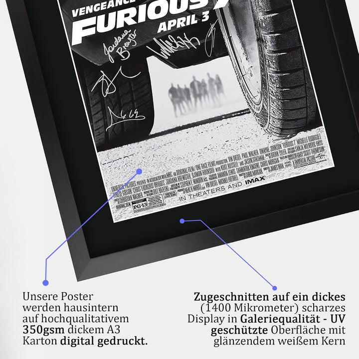 HWC Trading FR A3 Fast &amp; Furious 7 Vin Diesel, Paul Walker, Dwayne Johnson Geschenke, gedrucktes Pos