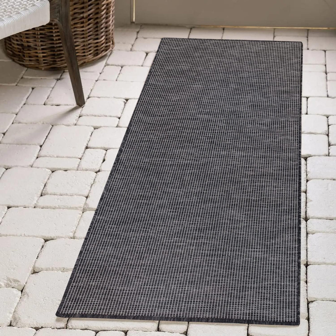payé Outdoor Teppich Wetterfest Rund - Anthrazit - 160cm - Meliert - Küche Badezimmer Balkon Garten