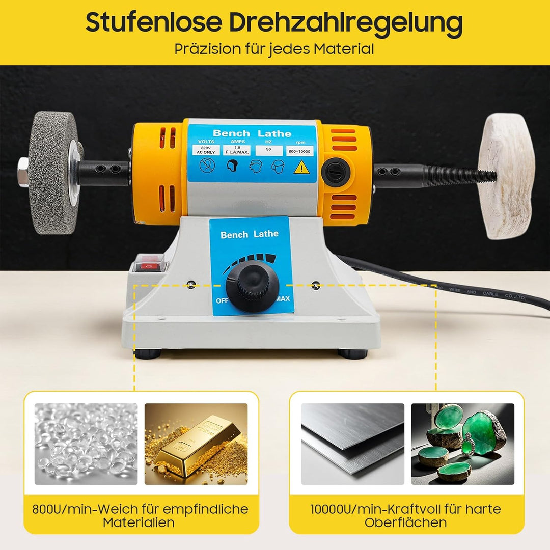 OUKANING Tischpolierer Poliermaschine 10000U/min - Poliermaschine Schmuck 320W Kleine multifunktiona