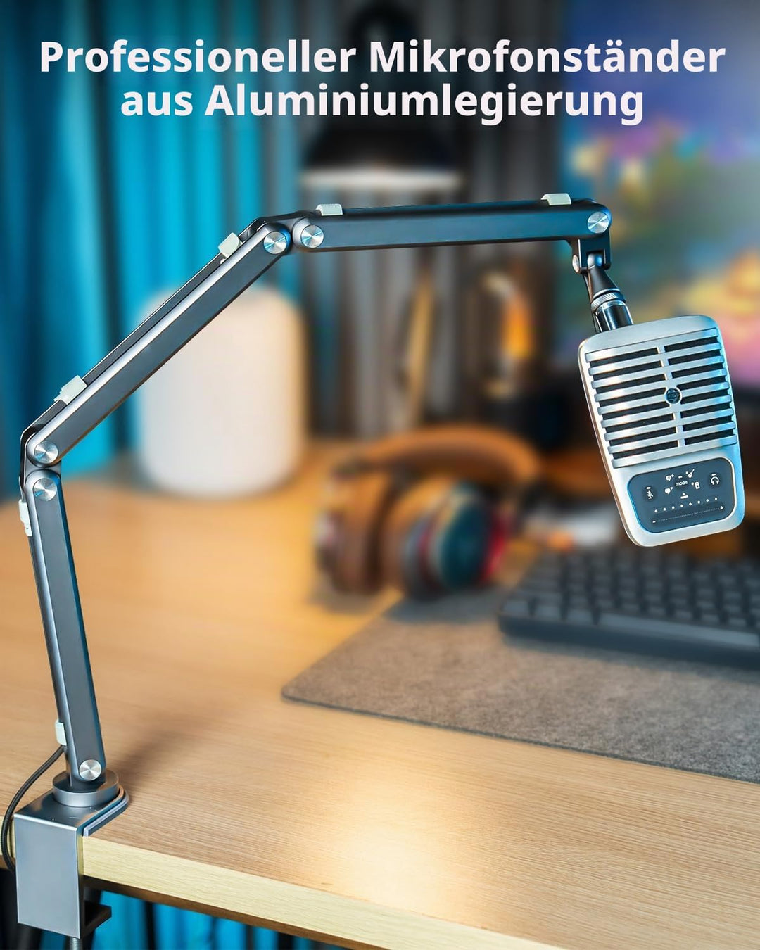 FULAIM Aluminium Mikrofon Arm kompatibel mit RODE Mikrofon, Einstellbarer Mikrofonständer für Shure