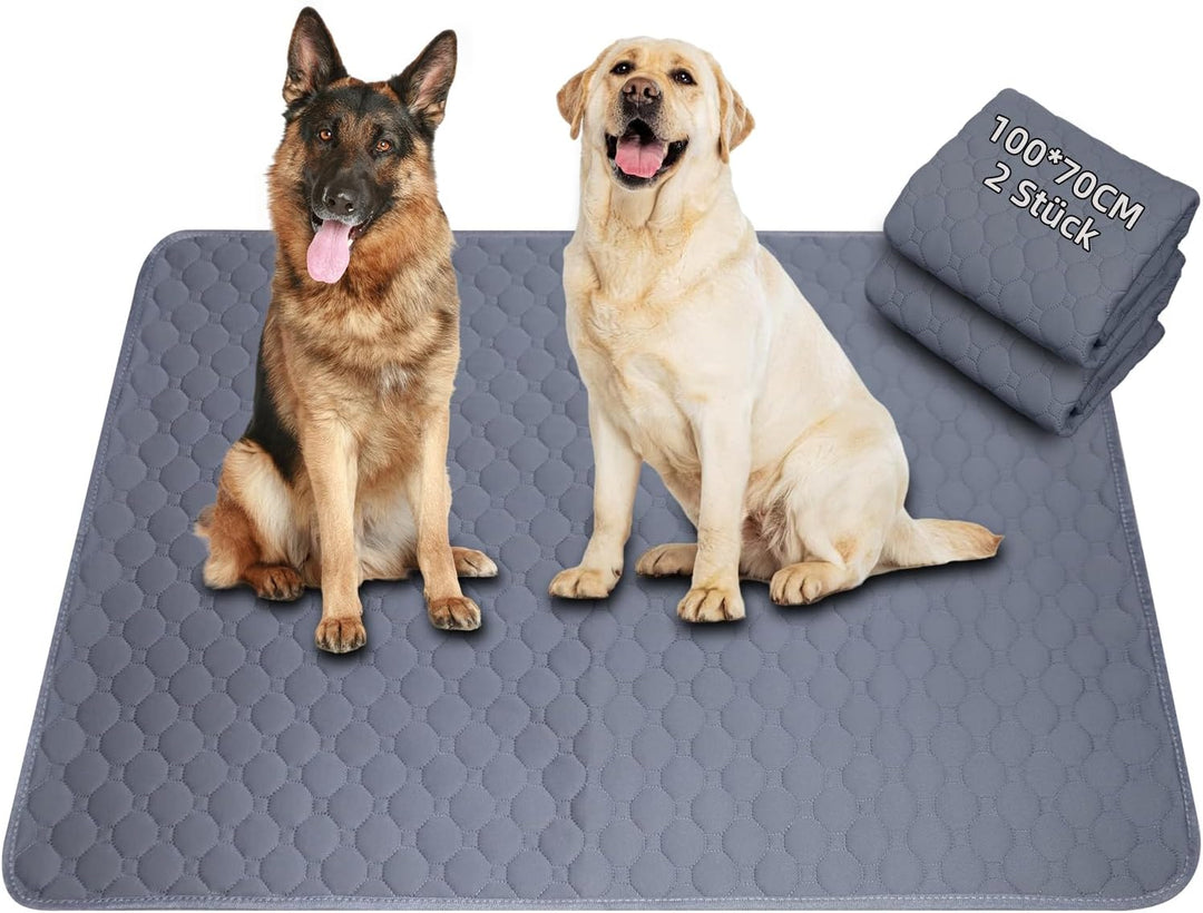 Waschbar Haustier-Urinunterlage, 2 Stück 100*70 cm Wiederverwendbare Welpenunterlagen Matte für Hund