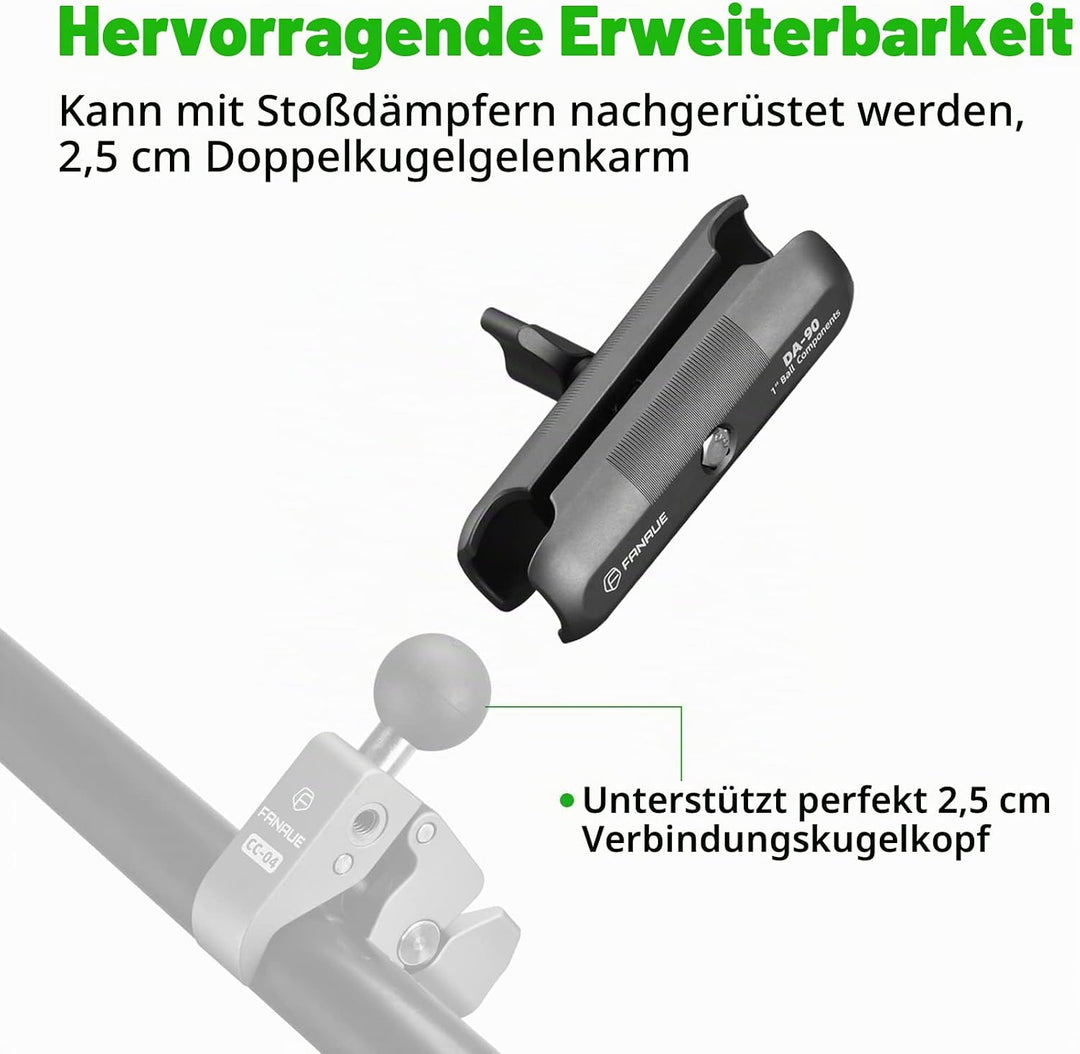 FANAUE Doppelbuchsenarm kompatibel mit RAM Mounts Type B 1" Ball Assembly und Motorrad-Handyhalterun