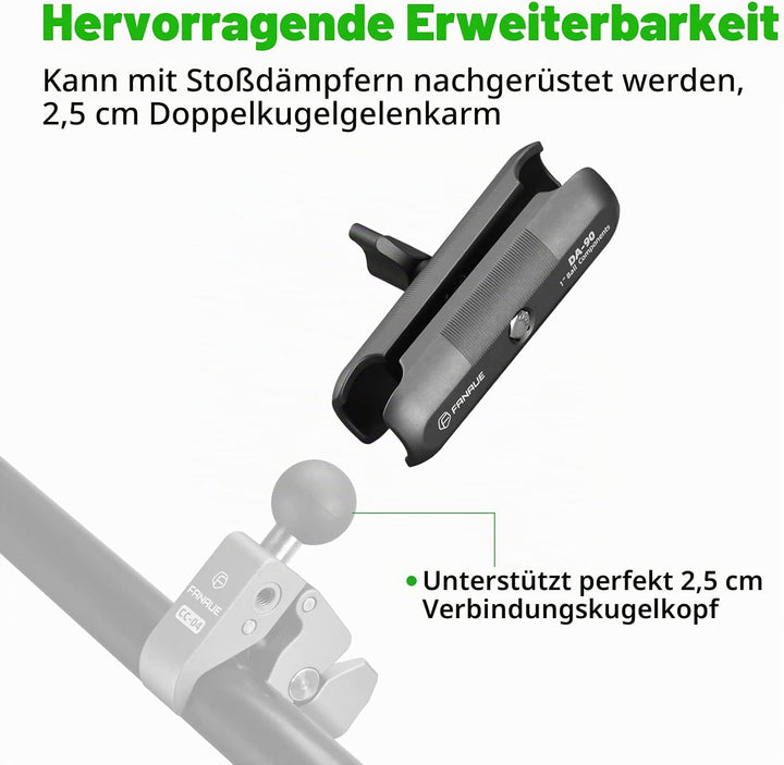 FANAUE Doppelbuchsenarm kompatibel mit RAM Mounts Type B 1" Ball Assembly und Motorrad-Handyhalterun